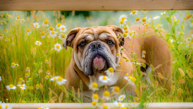 Hund in der Nähe eines Gartenzauns