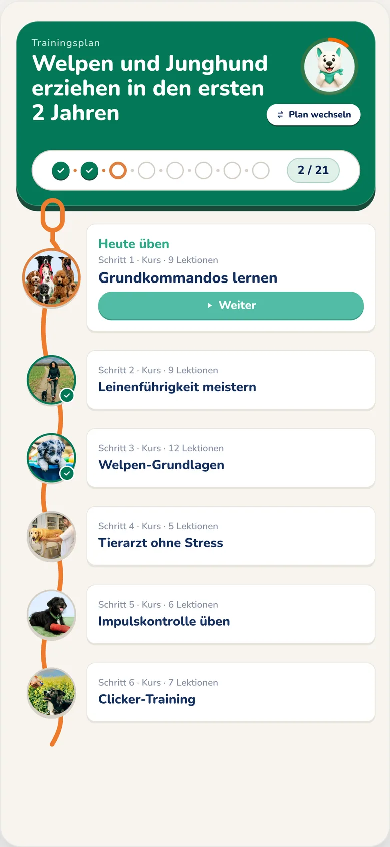 Hundeo App mit deutschem Trainingsplan für Welpen und Junghunde